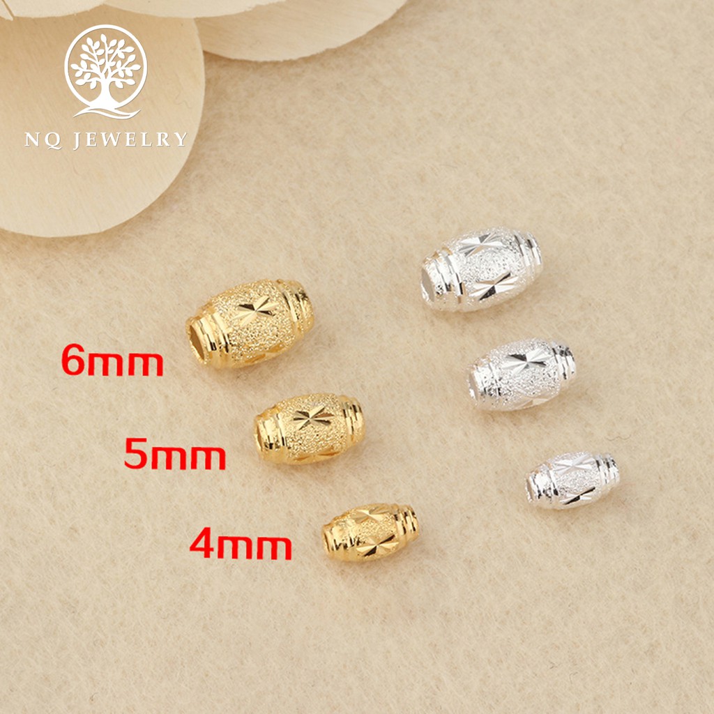 Charm bạc ô liu xỏ ngang (bạc trắng) - NQ Jewelry