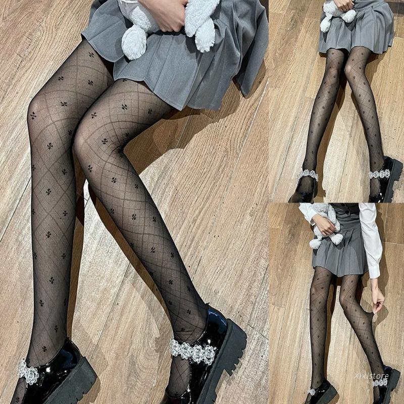 Quần tất xuyên thấu họa tiết kim cương và cỏ ba lá quyến rũ cho nữ