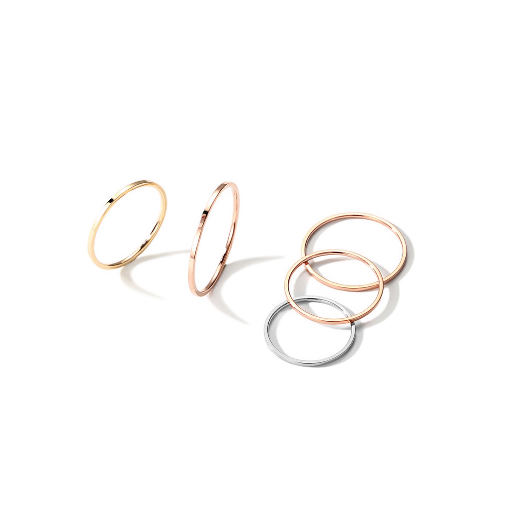 Nhẫn Thép Titan Mỏng Trơn Chống Dị Ứng 18K A037