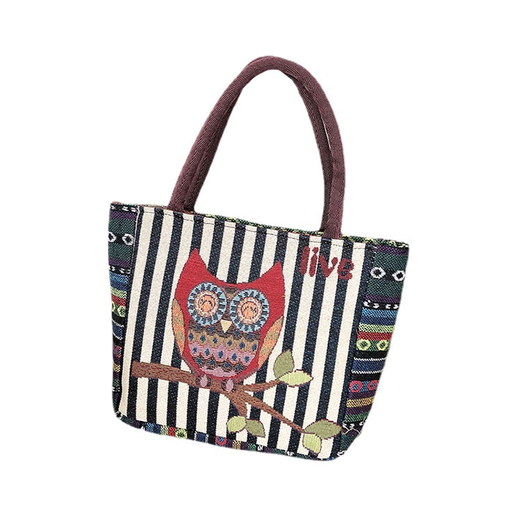 Túi xách thổ cẩm dân tộc , túi tote vải canvas - Có quai xách, có khóa kéo