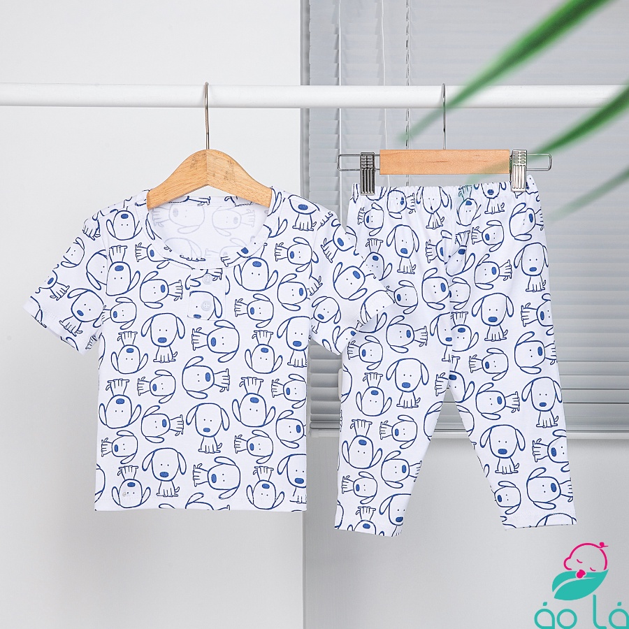 Bộ dài tay bé trai tay ngắn quần dài thun cotton mặc ngủ mùa hè hình khủng long xe Áo Lá Homewear BCT22