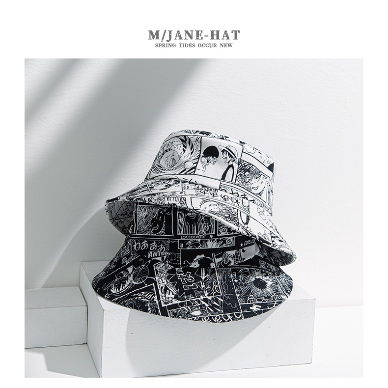 Mũ Vành Chống Nắng Phong Cách Hip Hop Thời Trang Hàn Quốc In Hình One Piece