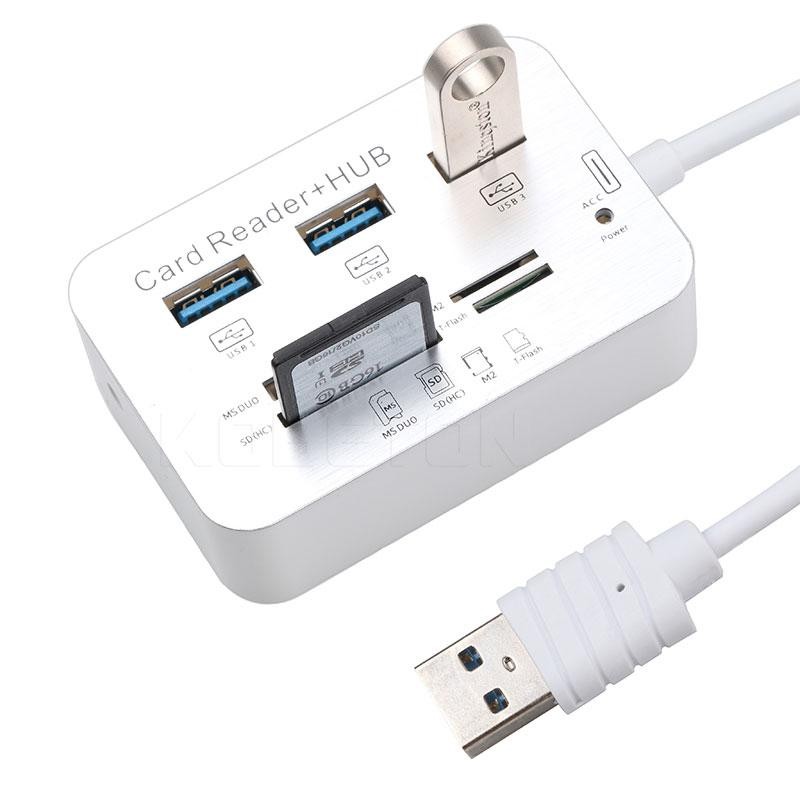 Bộ Chia Cổng Usb 3.0 Kiêm Đầu Đọc Thẻ Đa Năng Hub Usb + Card Reader All In One