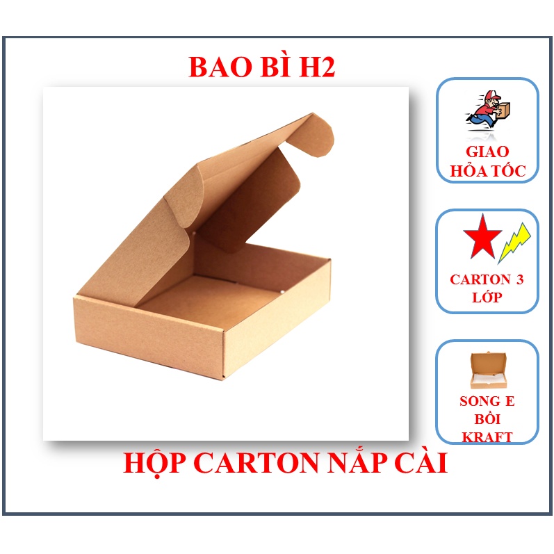 50 Hộp giấy nắp gài Size 25x15x5cm,  15x15x5cm, 3 lớp sóng E