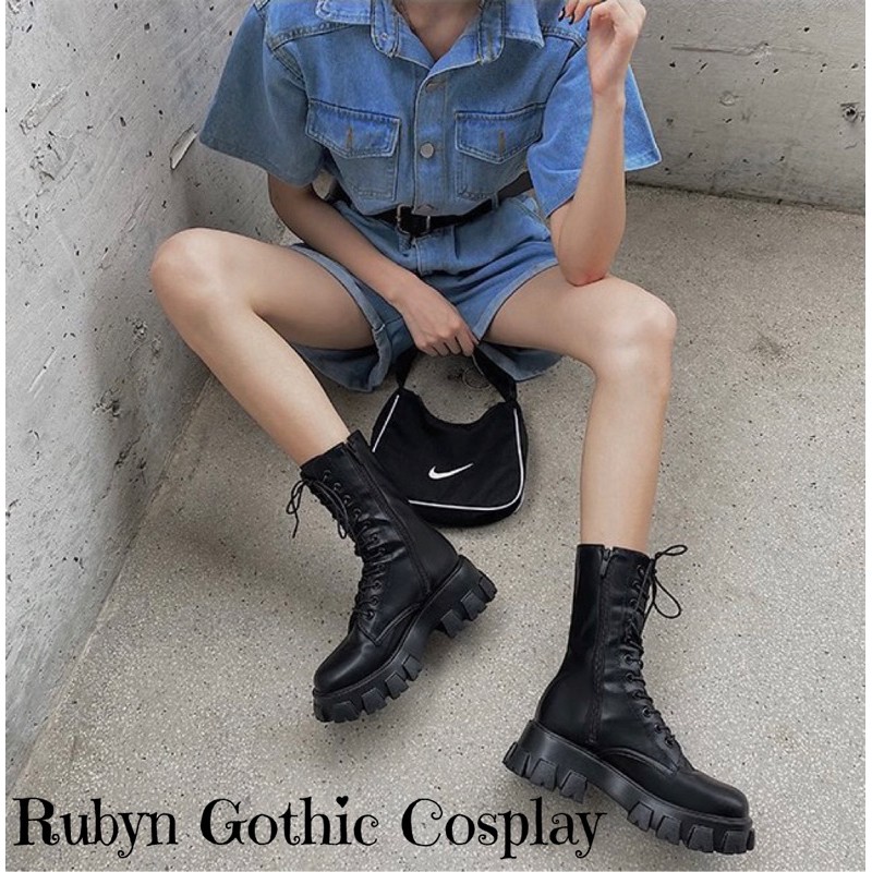 [SẴN TRẮNG, ĐEN]🔥 Giày Boots chiến binh cổ cao Gothic khóa kéo siêu cá tính ( Size 35 - 40 )