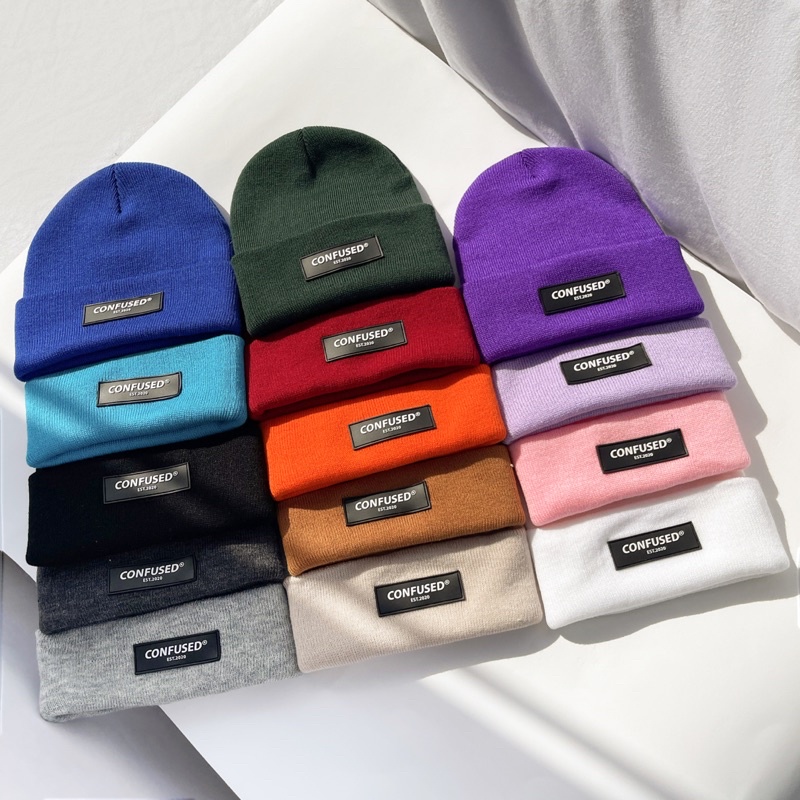 Nón len beanie CONFUSED cho nam nữ, FORM dài CHẤT dày và mịn, phụ kiện đi chơi (14 màu)