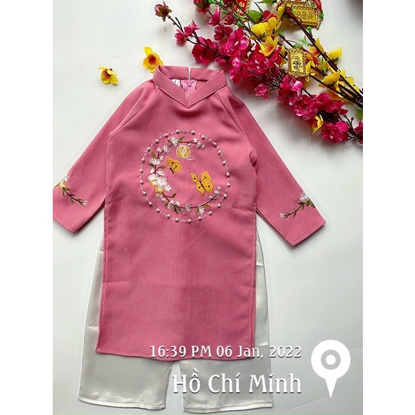 Áo Dài Nhung Bé Gái