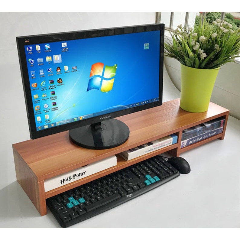 Kệ gỗ để Màn Hình máy tính FANSI.MOSTA-005 / Nâng màn hình lên đến 13.5cm / Giảm căng thẳng cổ / bàn làm việc gọn gàng