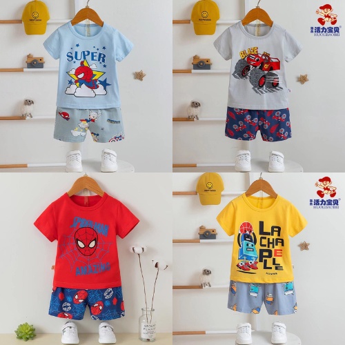 Bộ cotton xuất Hàn cộc tay cho bé trai, bé gái từ 7-35kg