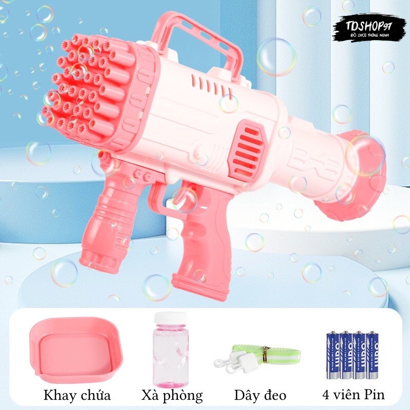 Máy bắn bong bóng xà phòng loại to 32 nòng, phun bóng siêu nhiều, siêu mạnh, tặng xà phòng dùng thử, tdshophn