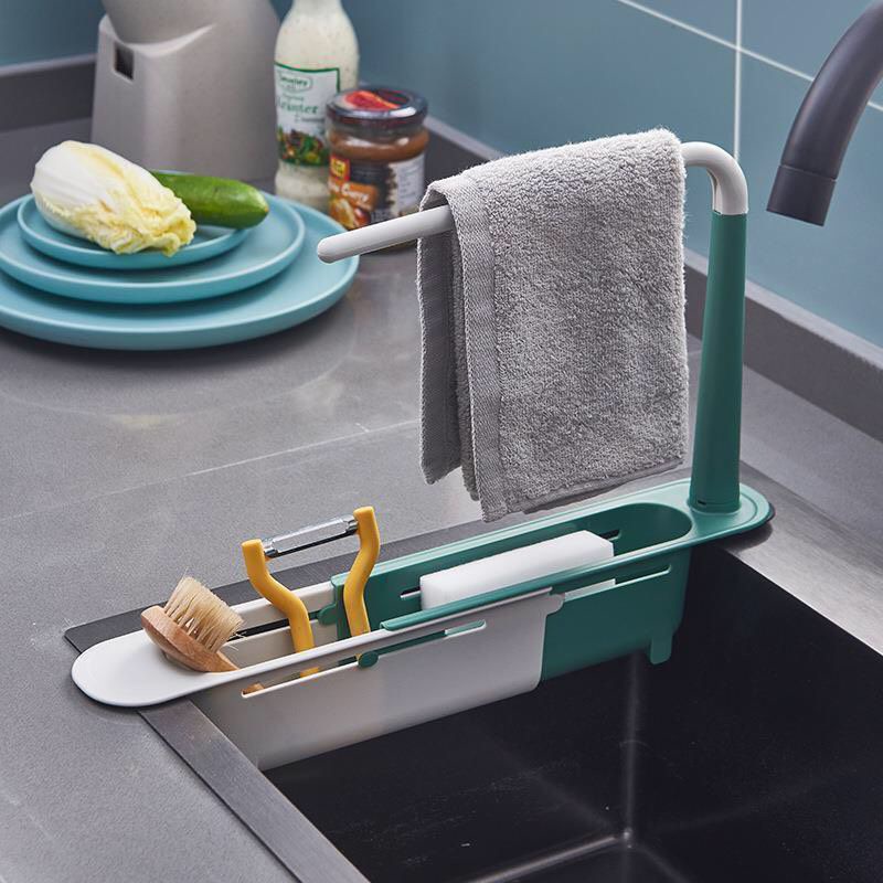 Kệ để đồ rửa bát có cây treo khăn