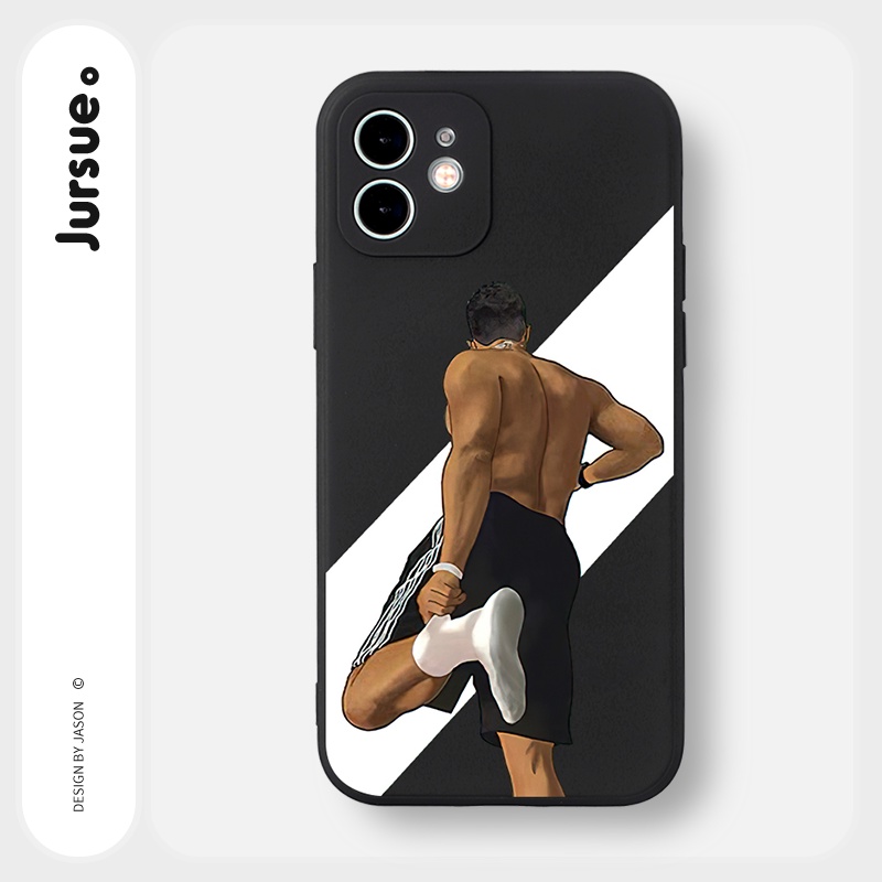 Ốp lưng JURSUE mềm chống bẩn hoạt hình ngộ nghĩnh đen Cho iPhone 13 12 11 Pro Max SE 2020 X XR XS 8 7 ip 6S 6 Plus Y2113