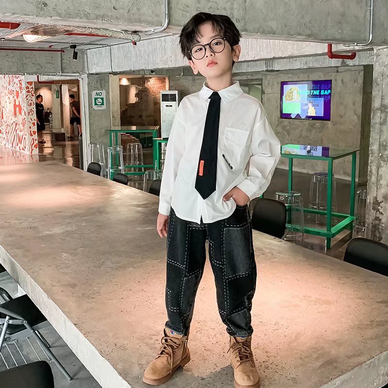 Áo Sơ Mi Dài Tay Phong Cách Mới Cho Bé Trai
