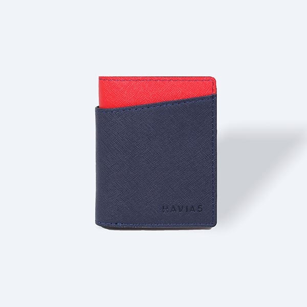 Ví Da Seashell Grid Frame Wallet HAVIAS Xanh Navy Đỏ