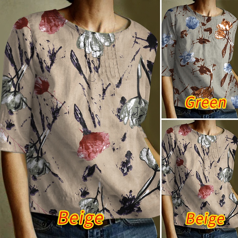 Zanzea Áo Nữ Tay Lửng Cổ Tròn Phong Cách Châu Âu Thời Trang