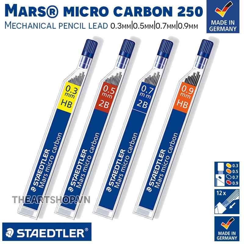Ruột chì Staedtler Mar Micro Carbon 0.3mm 0.5mm 0.7mm 0.9mm - 0.3 0.5 0.7 0.9 0,3 0,5 0,7 0,9 mm tim chì ngòi chì