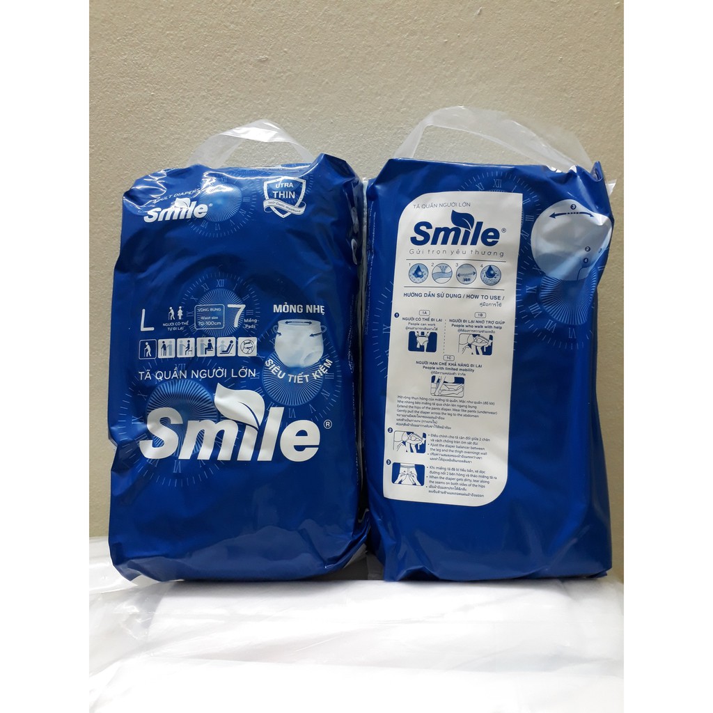 Bỉm Quần Người Già, Bà Mẹ Đi Sinh Smile [Giá Tận Xưởng] Siêu Thấm Hút, Siêu Tiết Kiệm (Size M 8 Miếng,L 7 Miếng/ Gói)