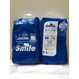 Combo 5 Bịch Bỉm Quần Người Già, Phụ Nữ Đi sinh Smile Thấm Hút Siêu Tốt, Siêu Tiết Kiệm (Size M 8 Miếng, Size L 7 Miếng)