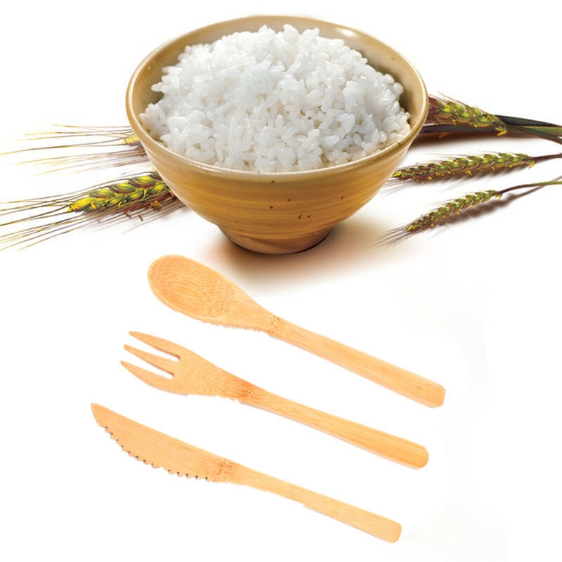 Bộ 3 Dao Muỗng Nĩa Bằng Gỗ Tre Thân Thiện Với Môi Trường