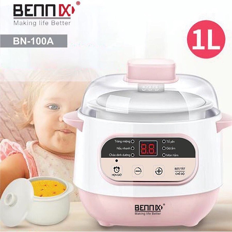 Nồi Hầm Cách Thuỷ BENNIX _[BN100-1Lít]-[BN200A-2Lít]