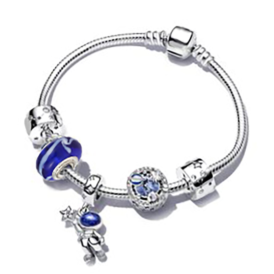 Vòng Đeo Tay Hạt Pha Lê Màu Sắc Xanh Dương Lấp Lánh Phong Cách Trung Hoa Dành Cho Nữ