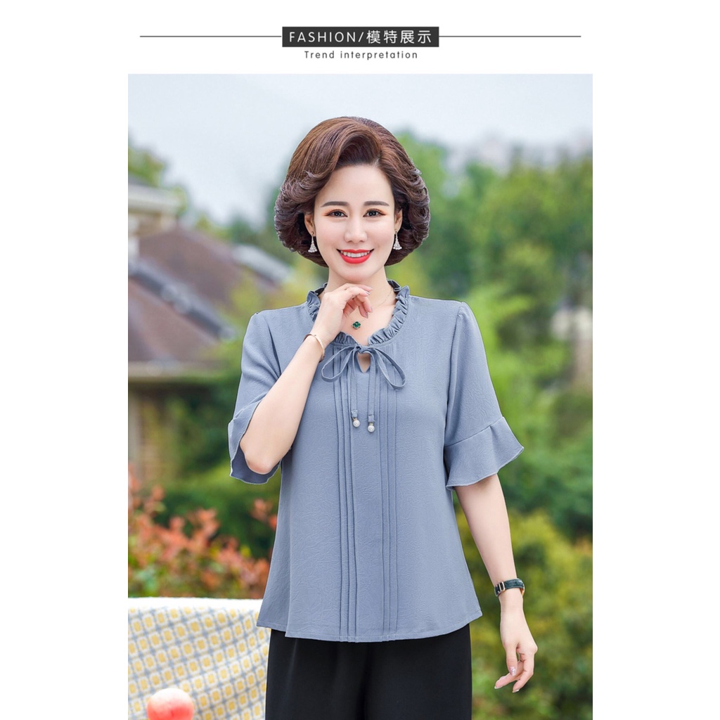 ÁO KIỂU TAY BÈO QUÝ CÔ THẮT NƠ -N422