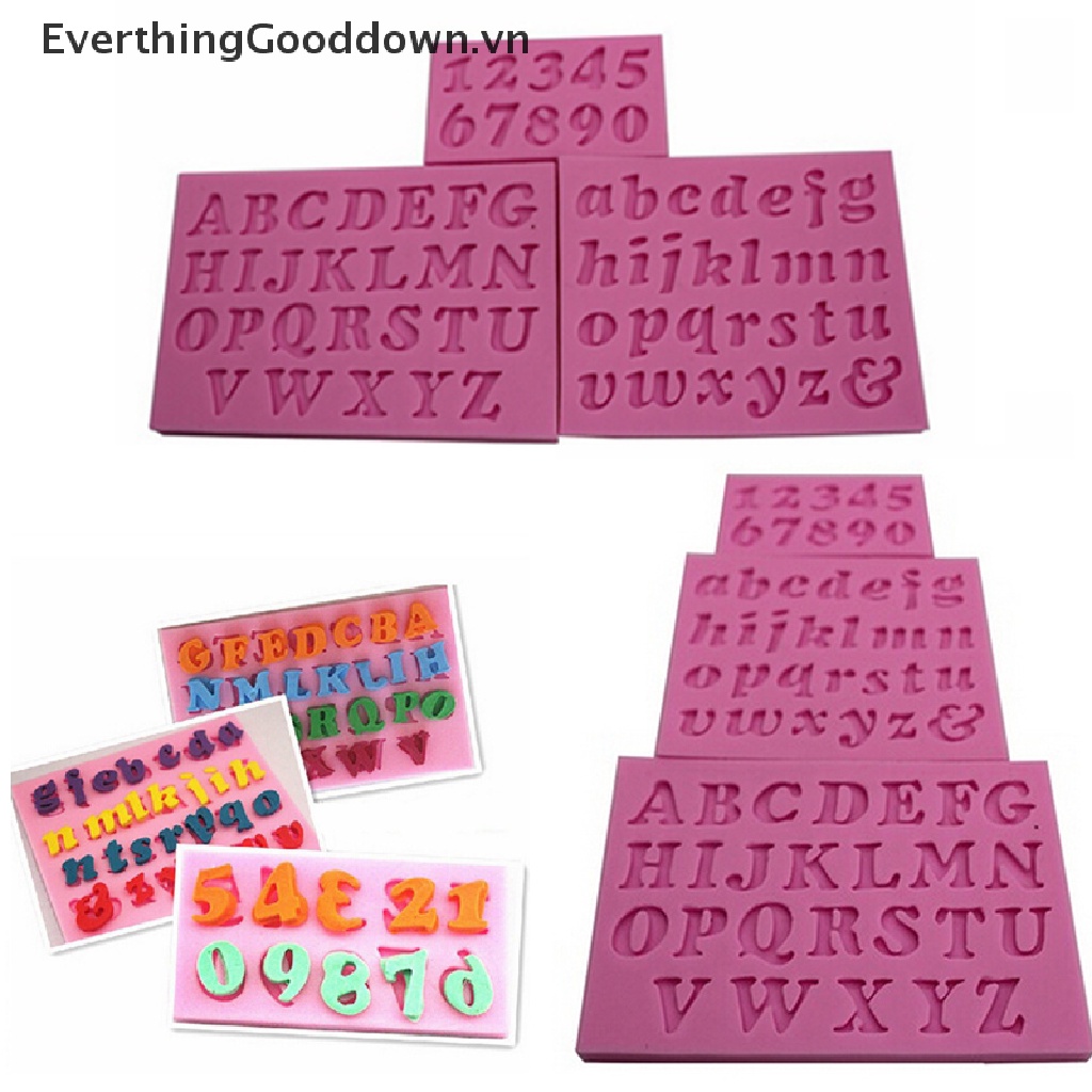 Set 3 Khuôn Silicone Làm Bánh Tạo Hình Chữ Cái &amp; Số Độc Đáo Tiện Dụng