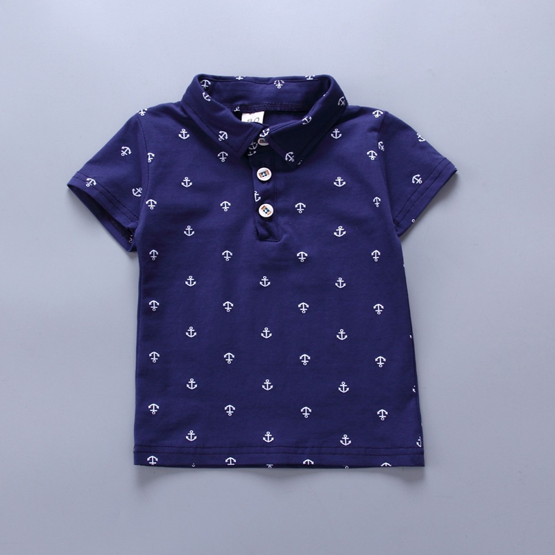 Bộ áo POLO cho bé trai, bộ quần áo bé trai cho bé 0-5 tuổi Bộ tay ngắn trẻ em in đầy đủ Áo POLO + quần đùi Bộ 2 mảnh