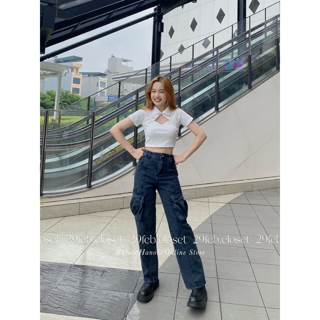 Quần jeans suông cạp cao túi hộp 2 bên - 29feb.closet - Q45