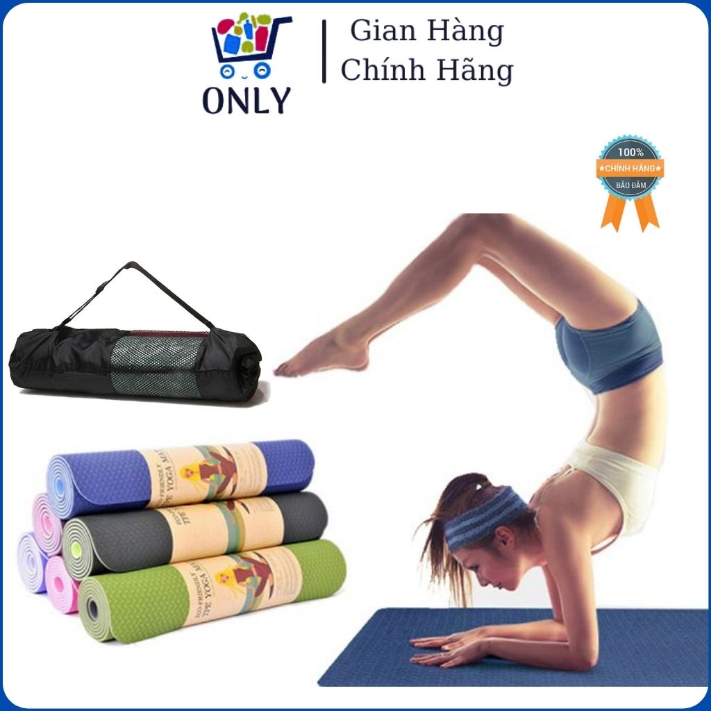 Thảm Tập Yoga, Thảm Yoga Chất Liệu TPE Tự Nhiên 2 Lớp 6mm Chống Trơn Trượt An Toàn Cho Người Tập Only Store