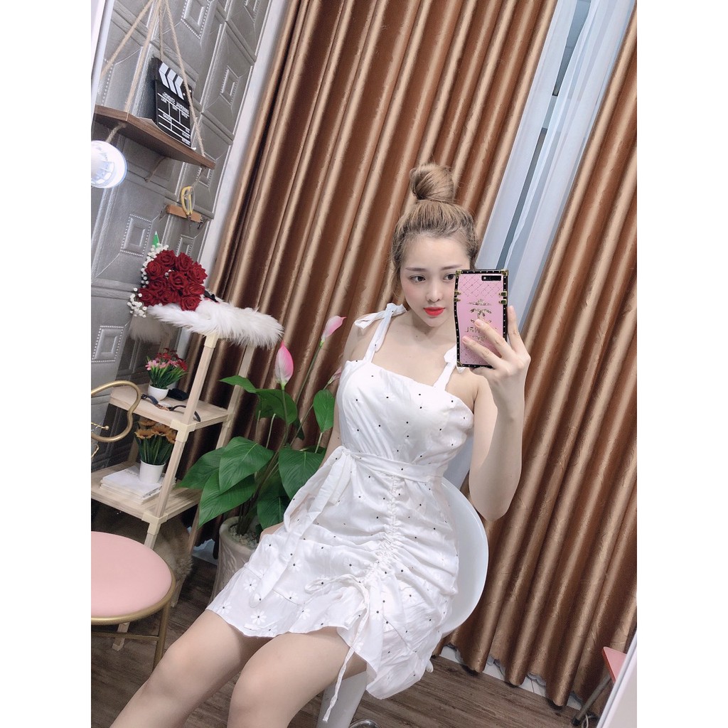 [Hình thật] ĐẦM HOA CÚC HAI DÂY RÚT TÀ / ĐẦM 2 DÂY HOA NHÍ RÚT EO | BigBuy360 - bigbuy360.vn