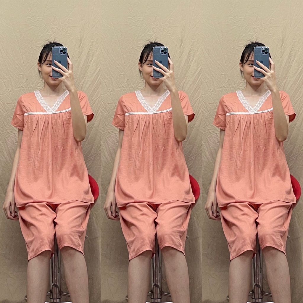Bộ đồ bầu mặc nhà chất đũi mát