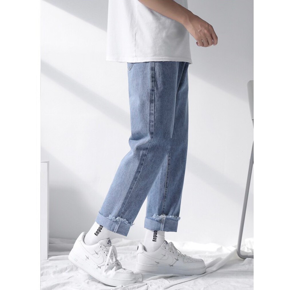 Quần Jeans, baggy jean rách gâu xanh + đen, nam ống suông, rộng, hottrend 2021