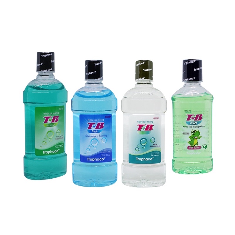 Nước súc miệng tb traphaco (t-b aroma, t-b, t-b fresh, t-b kid thơm miệng, sạch răng, hỗ trợ đtri và phòng ngừa cảm cúm)