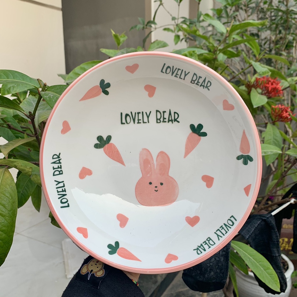 Bát Ăn Cơm Đĩa Sứ Bộ Chén Dĩa Sứ🥕 Thỏ Hồng🥕 Dễ Thương Cute Bát Đĩa Decor Cao Cấp S150