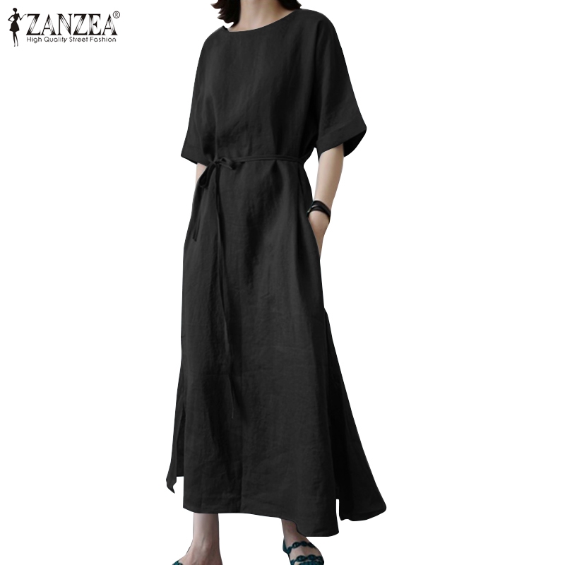 Đầm Maxi Tay Lửng ZANZEA Cổ Tròn Thời Trang Dành Cho Nữ | BigBuy360 - bigbuy360.vn