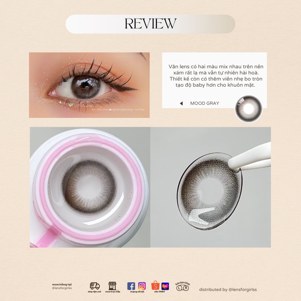 Kính áp tròng DAYMOOD GRAY hiệu ứng hightlight bóng mắt - MPC dành cho mắt nhạy cảm | Hsd 6 tháng | Lens cận