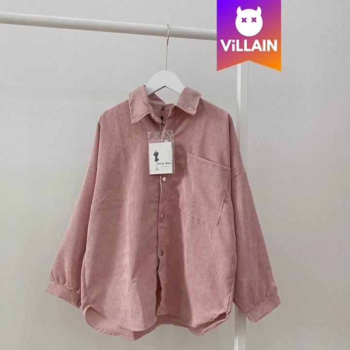 Áo Sơ Mi Nhung Gân Tăm Dáng Dài From Rộng Nam Nữ - Villain | BigBuy360 - bigbuy360.vn