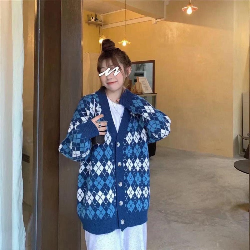 Áo cardigan Chất Len hoạ tiết . Hàng quảng châu  mềm From rộng Loại 1 caro sọc ulzzang /đen hồng xanh. | BigBuy360 - bigbuy360.vn
