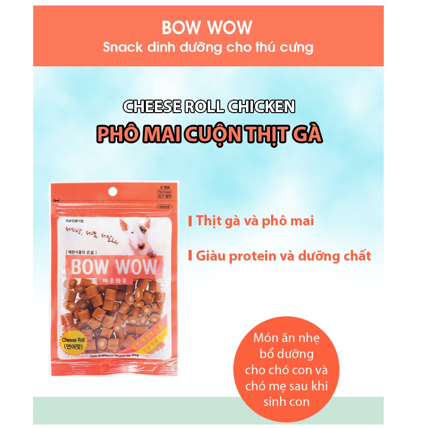 Bowwow Phomai Cuộn Thịt Gà Cho Chó Mèo 120G