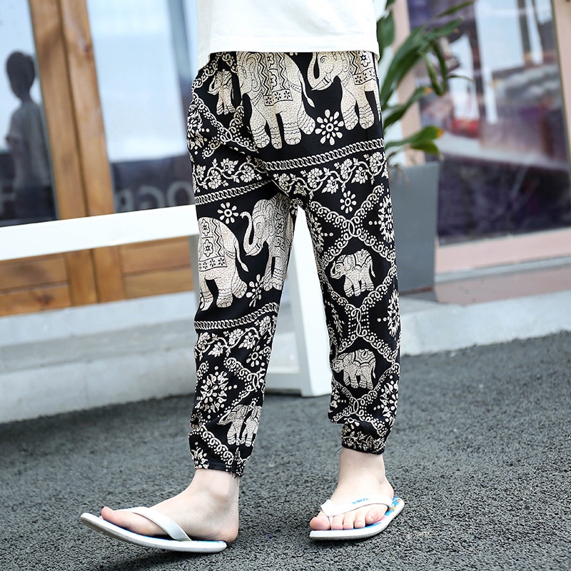 Quần Ngủ Cotton Lụa Dài Tới Mắt Cá Chân 90-150cm In Họa Tiết Xinh Xắn Phong Cách Hàn Quốc Cho Bé
