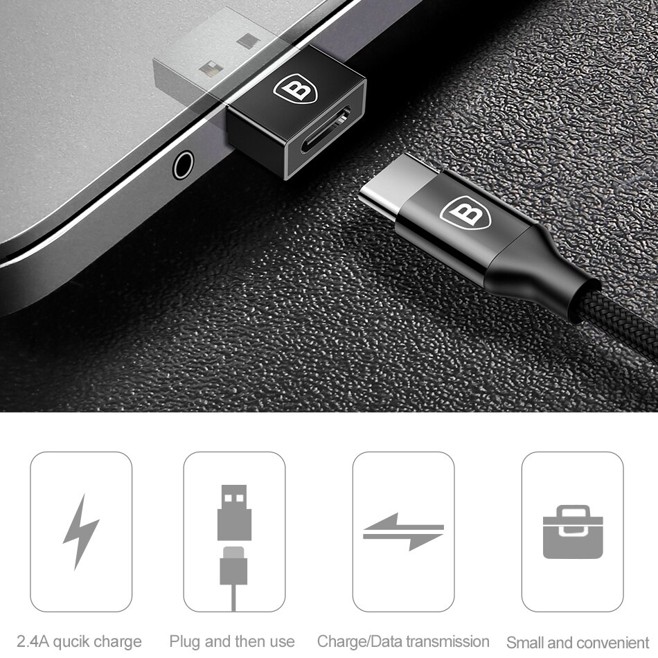 BASEUS Đầu Chuyển Đổi Từ Giác Cắm Usb Sang Giác Cắm Type C Tiện Dụng