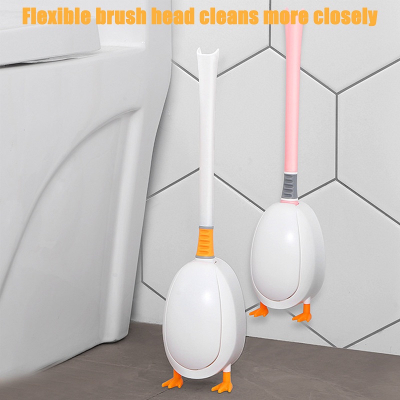 Bàn Chải Cọ Bồn Cầu Bằng Silicone Tay Cầm Dài Chống Rò Rỉ Tiện Lợi