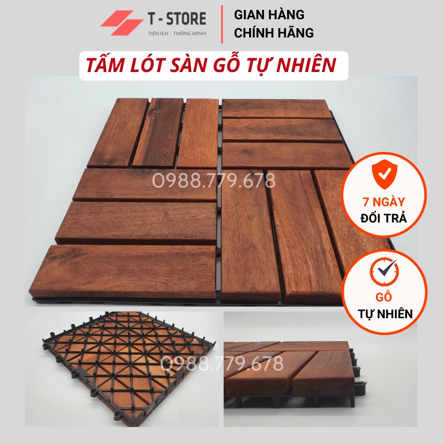 Tấm nhựa lót sàn ban công 12 nan gỗ 2 lớp Sienna. Miếng gỗ lót sàn chống trơn nhà tắm, bể bơi, sân vườn, sân thượng