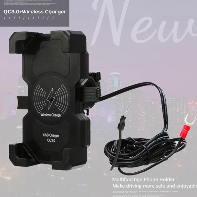 Cục Sạc Nhanh QC3.0 USB Không Dây 15W Kiêm Giá Đỡ Gắn Xe Hơi