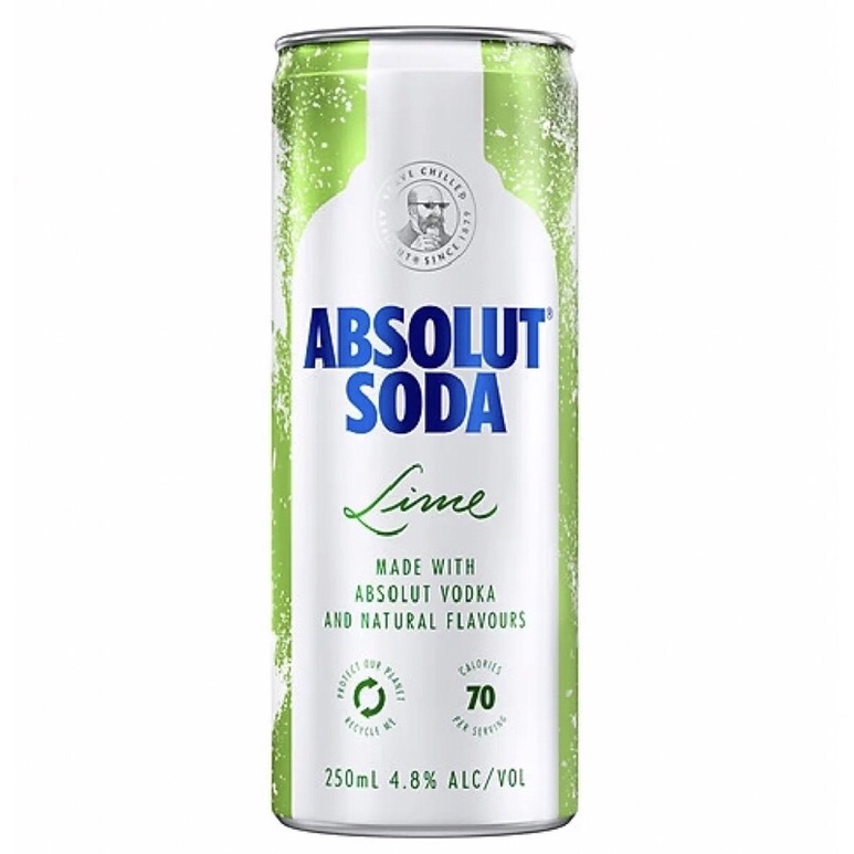 Lô 4 nước uống có cồn Absolut Soda hương chanh 250ml