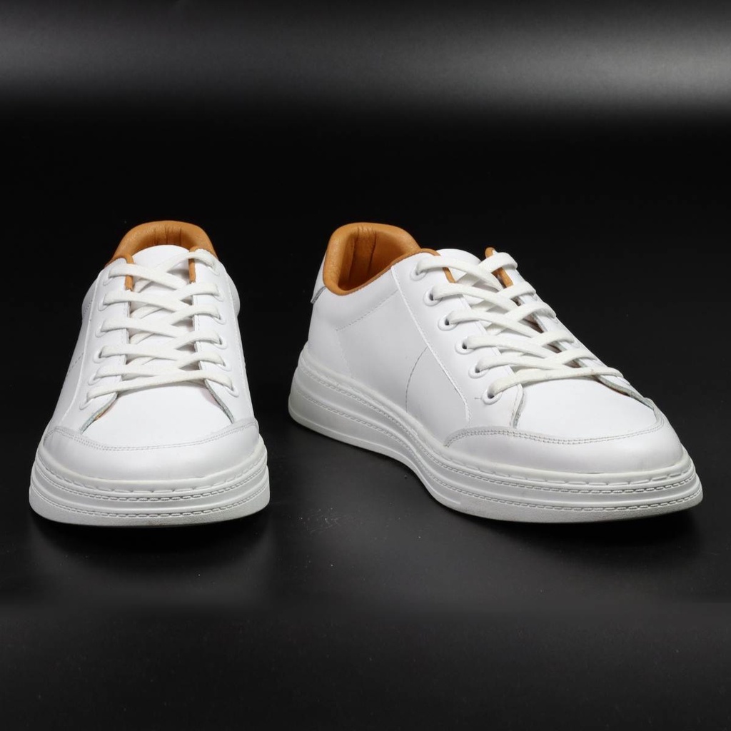 Giày Thể Thao LC2101 White Sneaker Lucas Shoes, da bò thật, đế khâu cao 3,5cm, dễ phối đồ - BH 1 năm