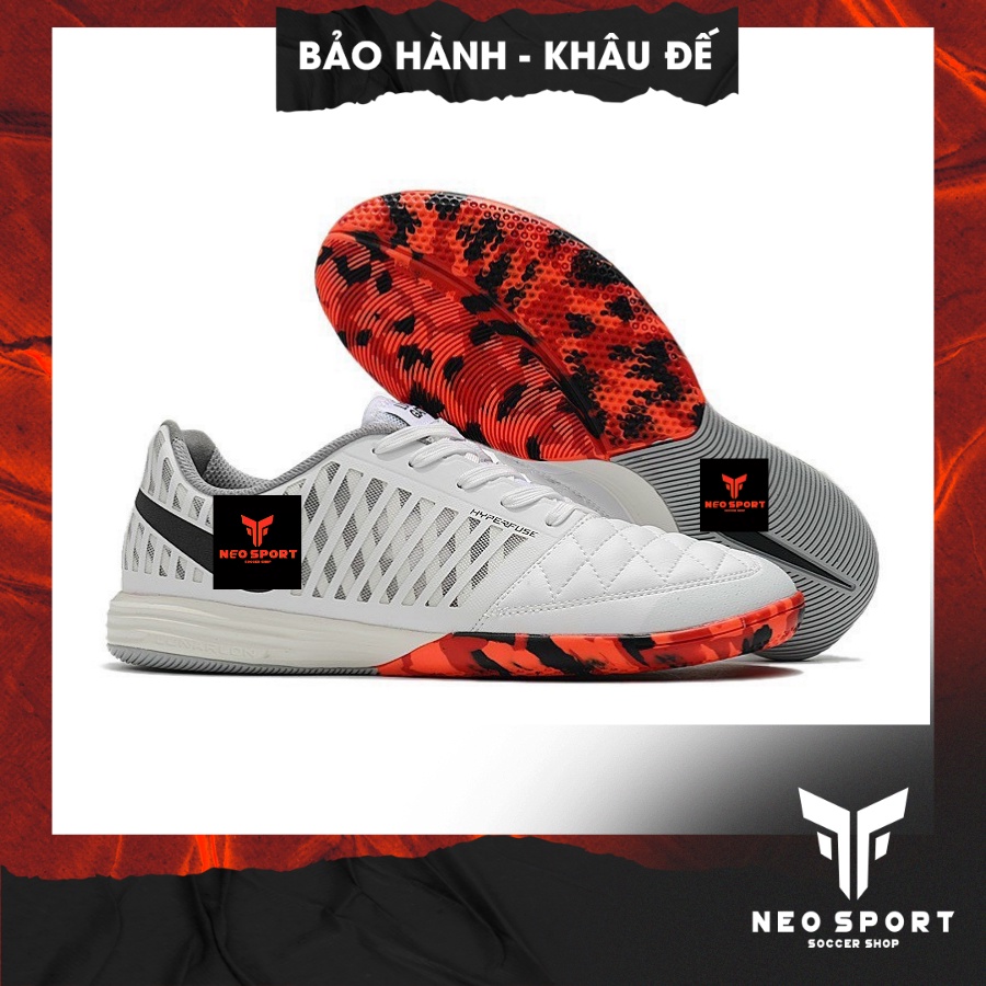 Giày Bóng Đá Futsal Lunar Gato II Trắng Đế Camo Đỏ IC, Sân Trong Nhà, Sân Ngổ, Giày Bóng Đá Cỏ Nhân Tạo Futsal