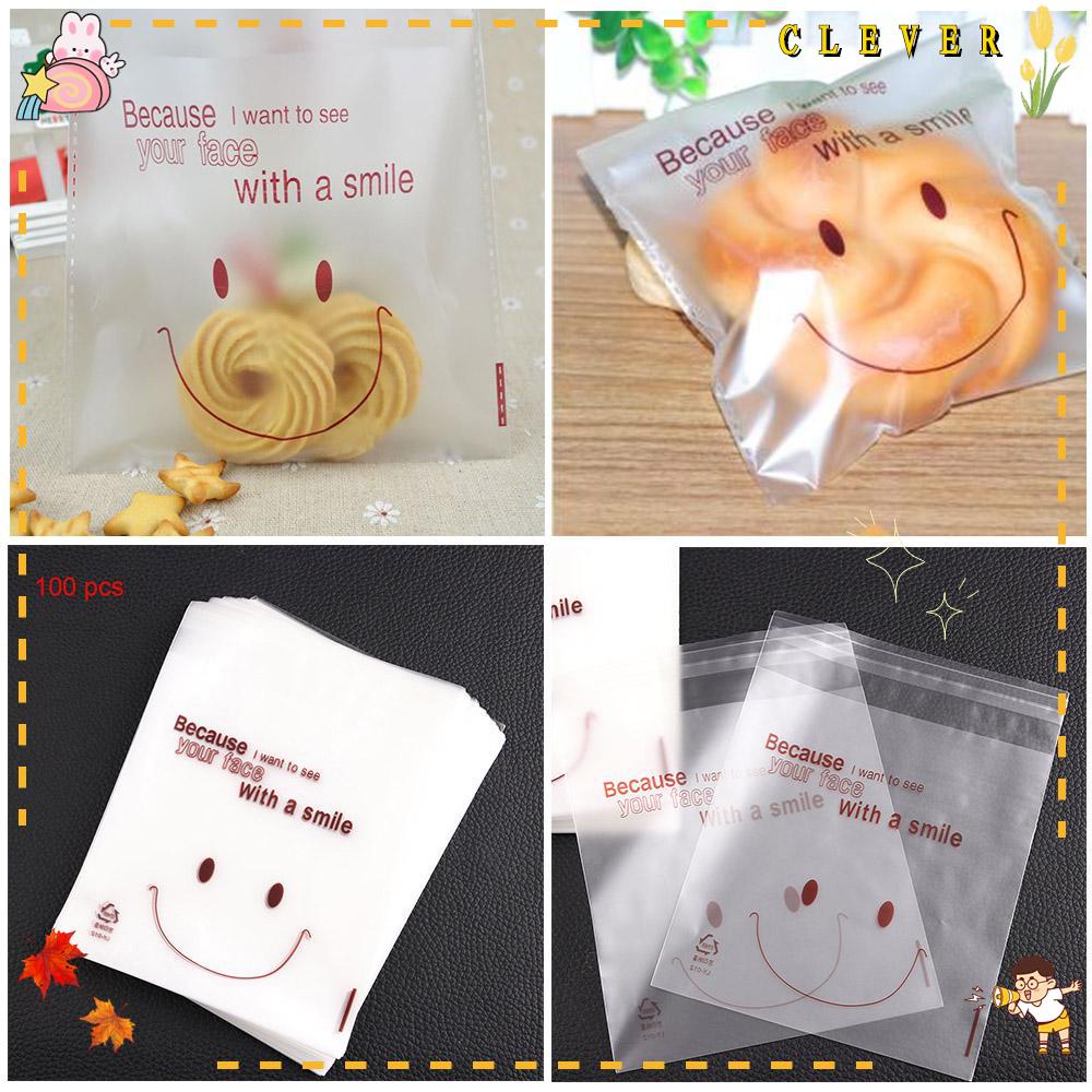 Set 100 túi đựng bánh cookie hình mặt cười dễ thương