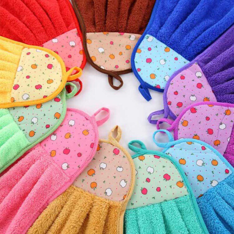 Khăn Lau Tay Tam Giác 2 Mặt Có Móc Treo,Khăn Lau Bát Chén Đĩa Nhà Bếp Dày Dặn Đa Năng - Khăn Siêu Thấm Hút Nước_CC